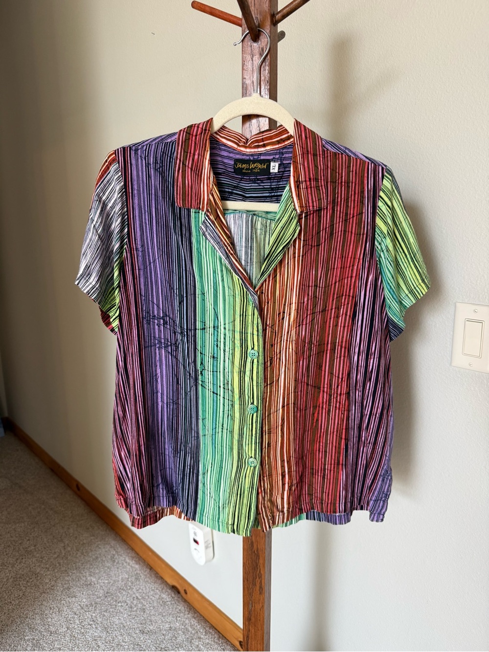 Jams World Women’s Button-Up Rainbow Stripe Shirt